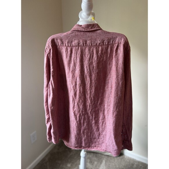 J Crew Shirt Mens XL Linen Slim Fit Baird McNutt Irish Button Down Casual Red - Picture 4 of 11